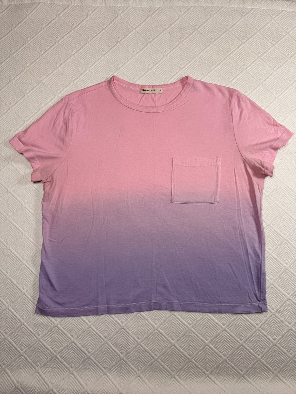 Marine Layer Pink Purple Ombre Signature Modal Womens Crew T-Shirt Sz M